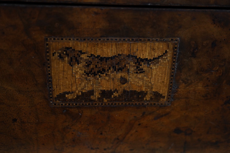 A Victorian writing slope, painted with a panel of a ship in full sail. 39cm wide x 17 cm high. Condition - top cracked